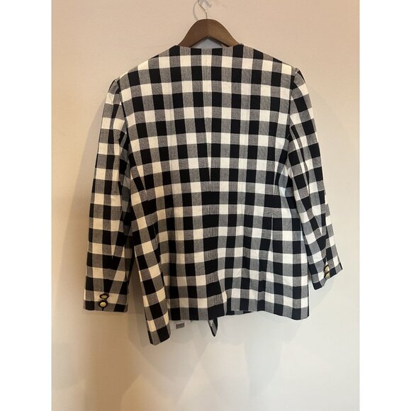 Executive Collection Vintage Black & White Checkered Blazer Size 14 – Gold Butto - Picture 3 of 11